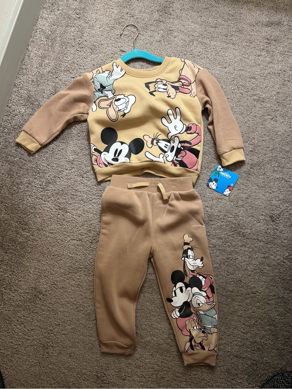 Disney Tan Mickey & Friends Sweatshirt and Joggers Set